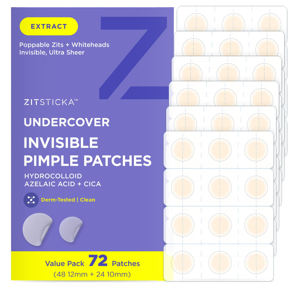 Patchs ZitSticka invisibles pour le jour, discréts sous le maquillage.