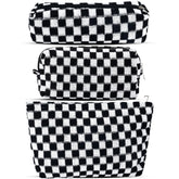 ZLFSRQ bolsa de maquillaje a cuadros grande, ideal para viaje y organización diaria.