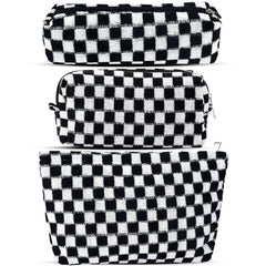 ZLFSRQ bolsa de maquillaje a cuadros grande, ideal para viaje y organización diaria.
