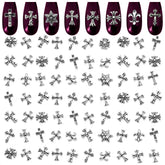 ZOKLU cruz 3D plateada para uñas, añade estilo audaz
