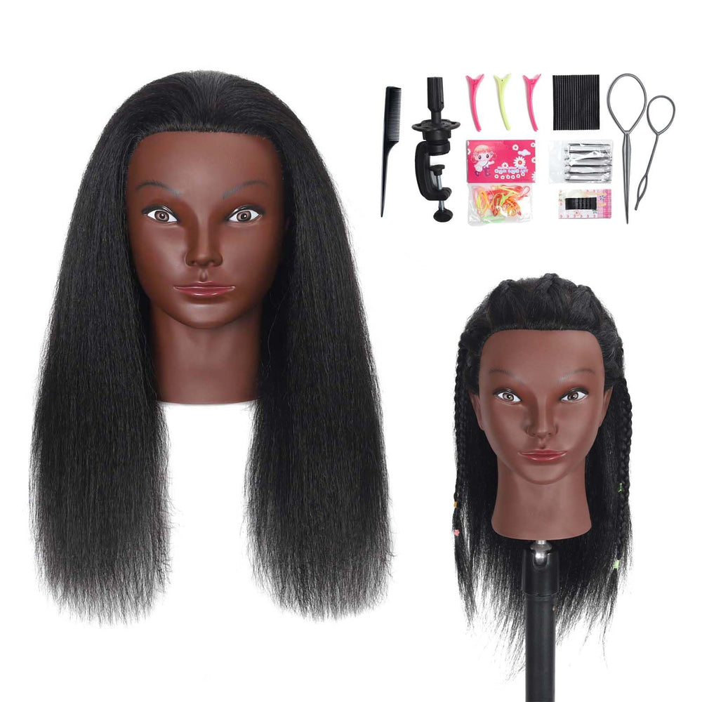 Cabeza de maniquí ZOMOI de 16 pulgadas con cabello humano para practicar peinados.