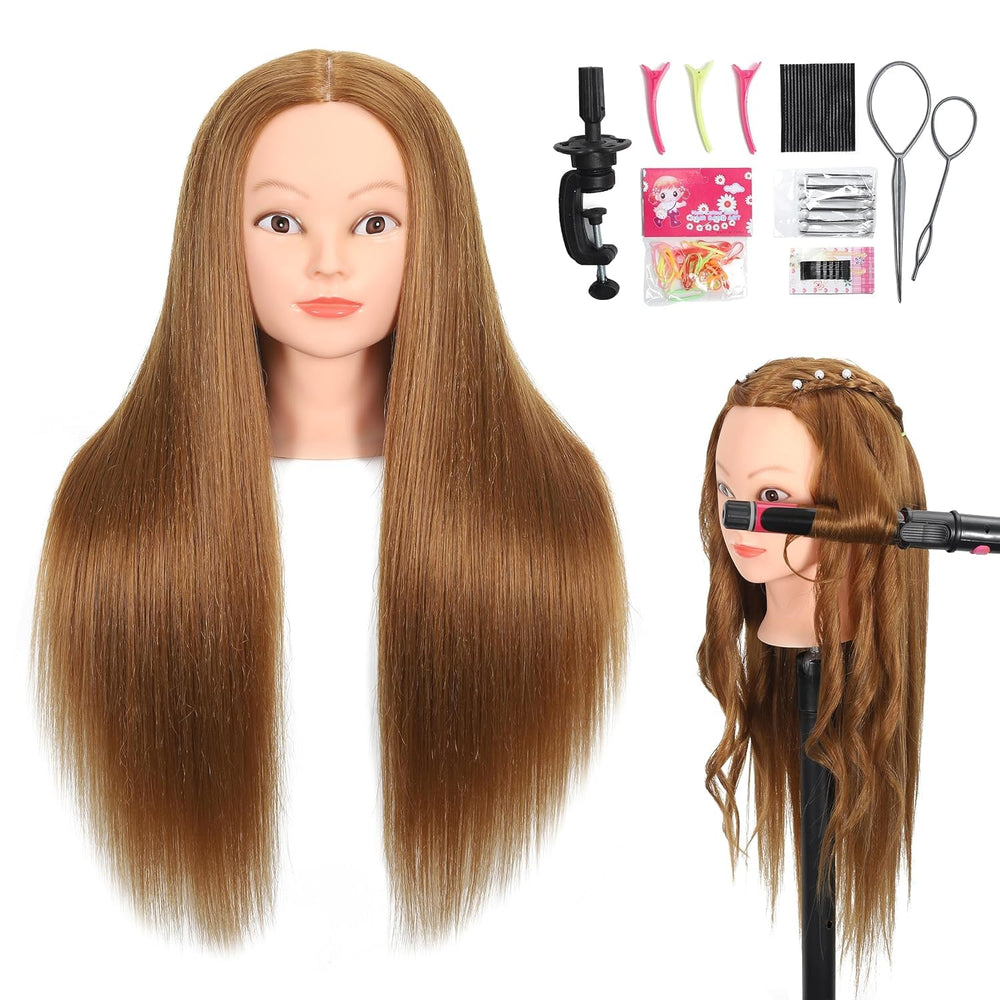 Cabeza ZOMOI con cabello humano real para practicar peinados.