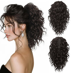 Extensión ZQIAN BEAUTY cola-caballo 12p marrón oscuro con clip seguro.