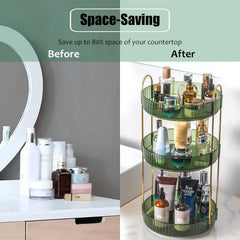 Almacenamiento Zufudo de tres niveles para maquillaje y productos de cuidado de la piel.