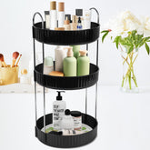 Organizador giratorio Zufudo de maquillaje, tres niveles, acceso rápido a cosméticos.
