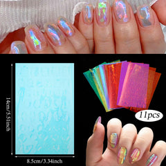 Pegatinas Zyghjort foil láser con forma corazón para uñas.