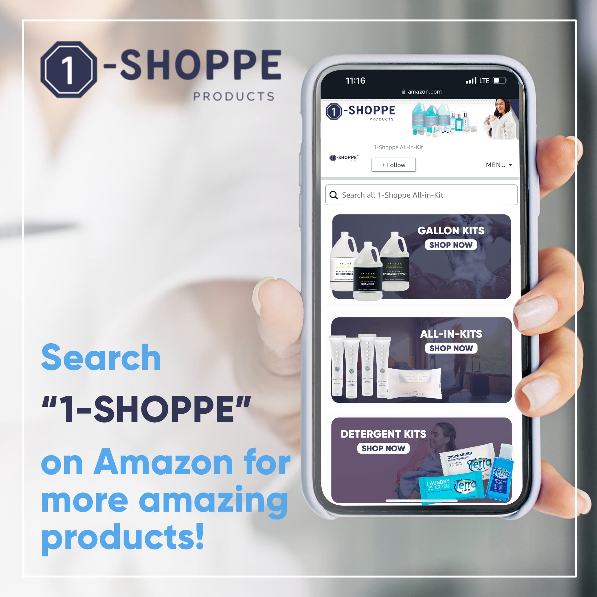 1-Shoppe All-in-Kit desmaquillante Aloe, toallitas para hoteles en grandes cantidades.