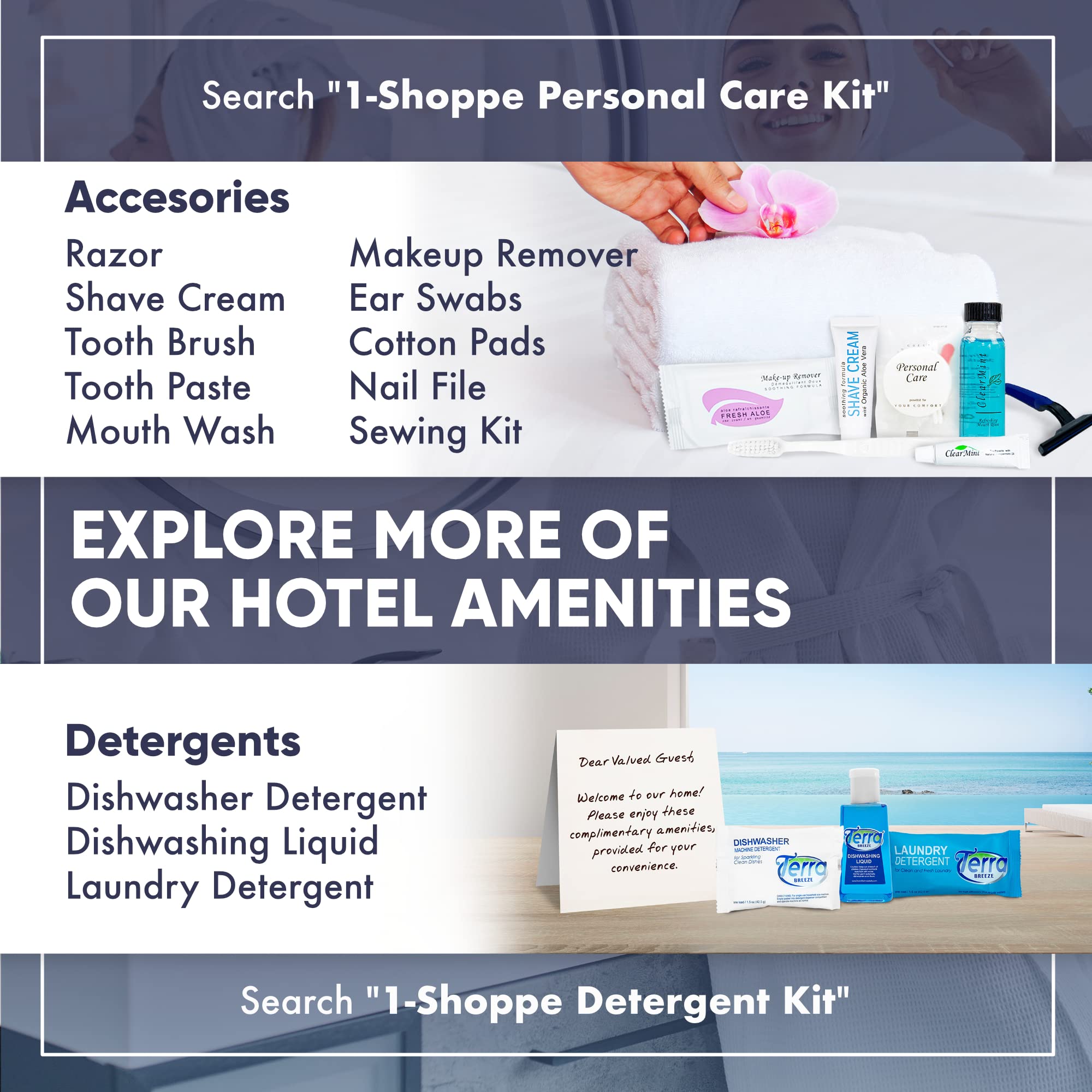 1-Shoppe All-in-Kit compromiso de marca para hoteles y alquileres.