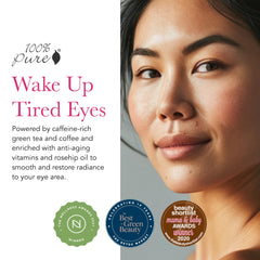 Aplicación suave de crema de ojos cafeína 100% PURE para el día.