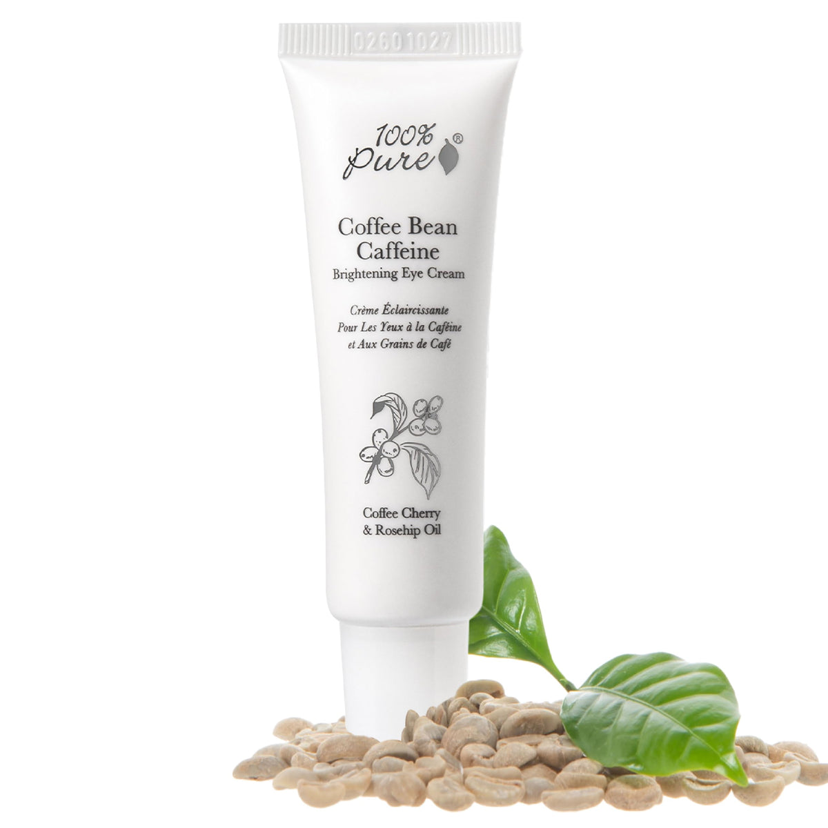 Crema de ojos cafeína 100% PURE en envase para despertar la mirada.