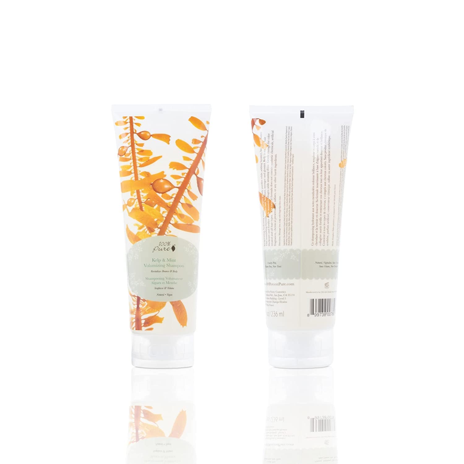 Champú 100% Pure kelp-menta: uso recomendado con acondicionador.