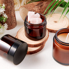 11 Hoa Kinh jarra ámbar 2oz diseño redondo, perfecta para cosméticos caseros