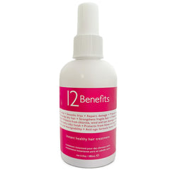 12 Benefits botella con acondicionador sin enjuague para brillo inmediato.