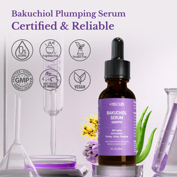 1HEROLABS Bakuchiol serum infused with vitamin E and collagen for nourishing care.