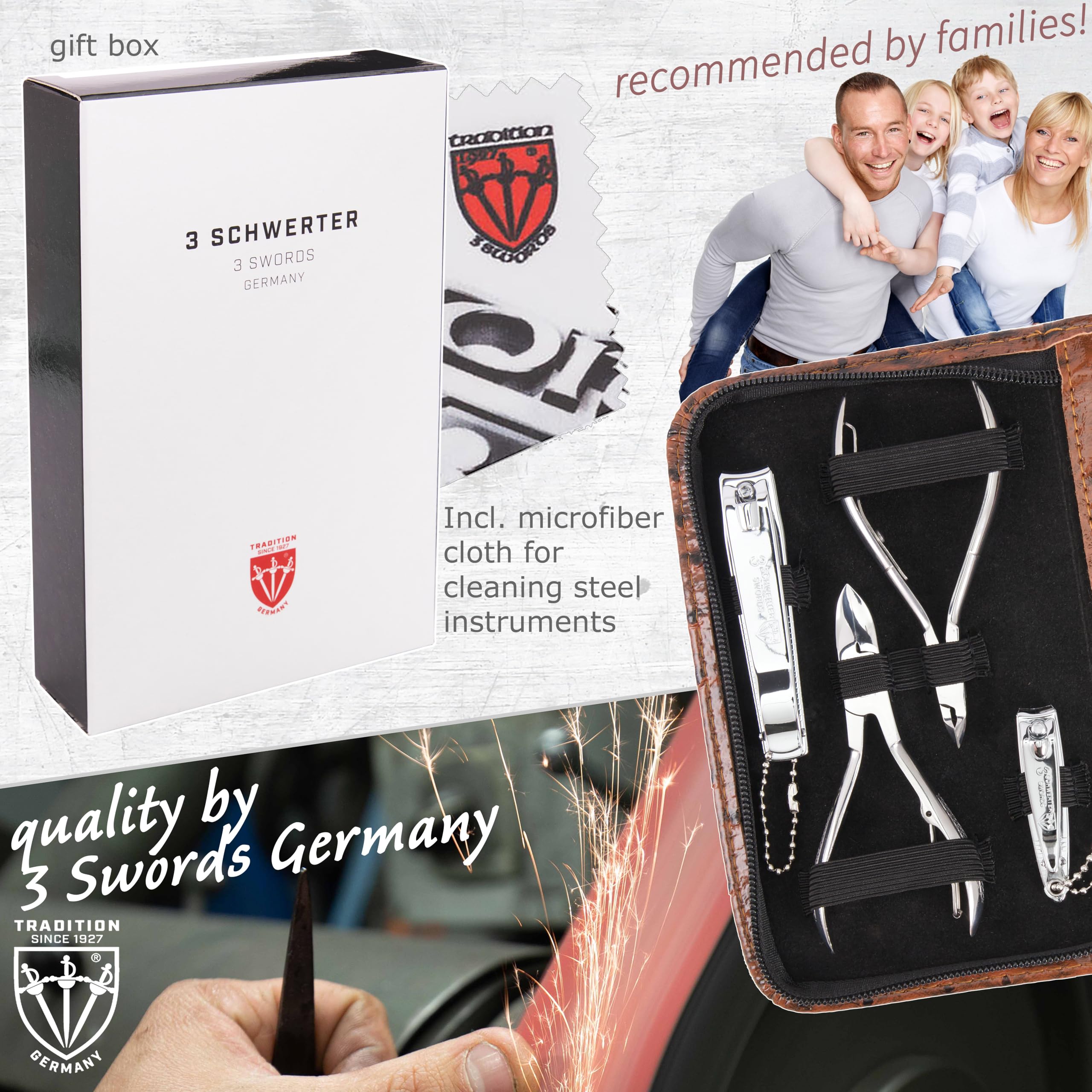 Estuche cuero avestruz 3 Swords Germany, regalo elegante.