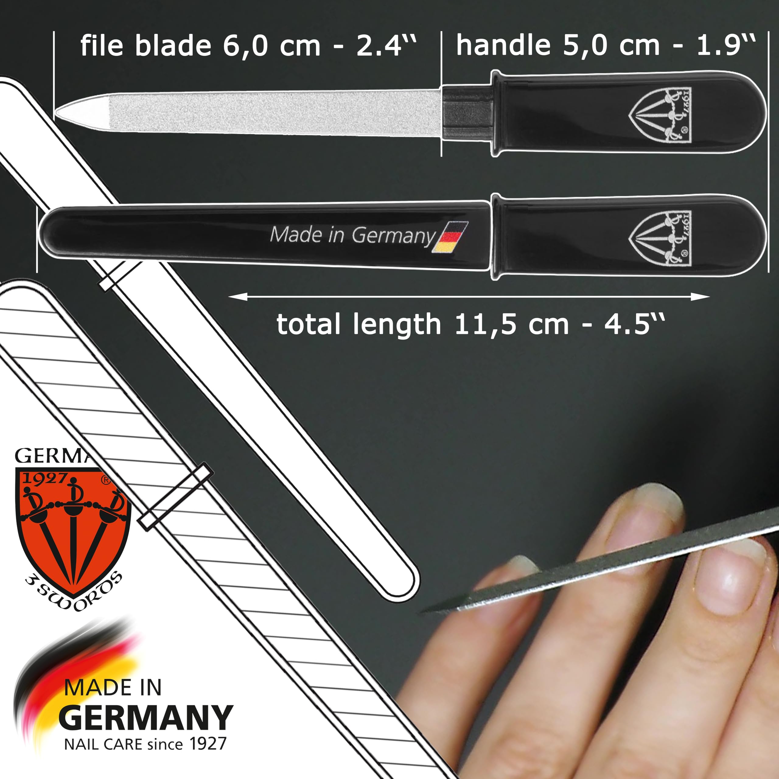 3 Swords Germany: lima de uñas en acero inoxidable para uso diario.