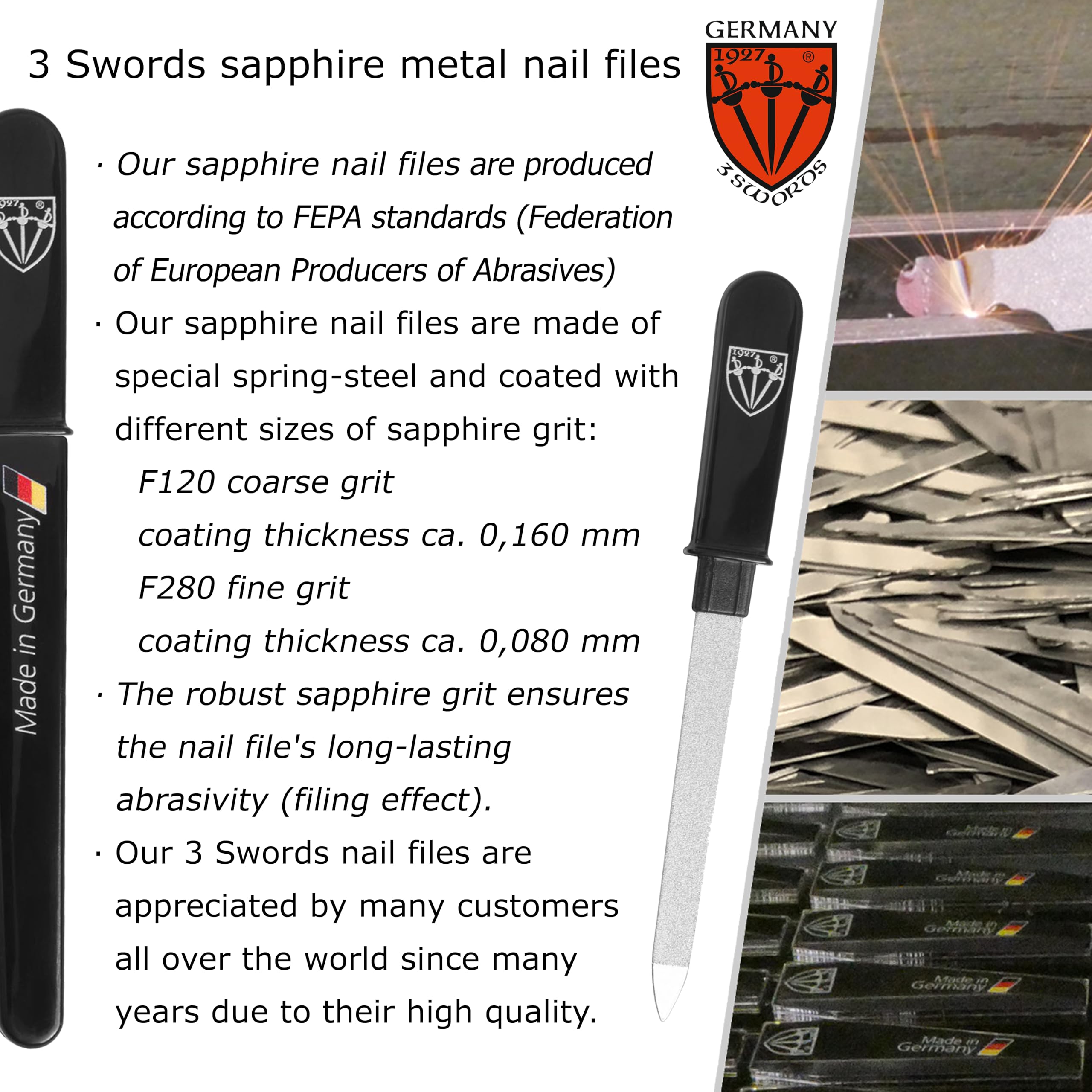 3 Swords Germany: diseño compacto para viaje y manicura rápida.