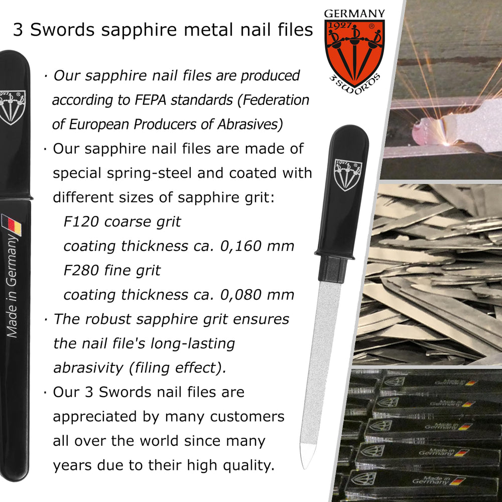 3 Swords Germany: diseño compacto para viaje y manicura rápida.