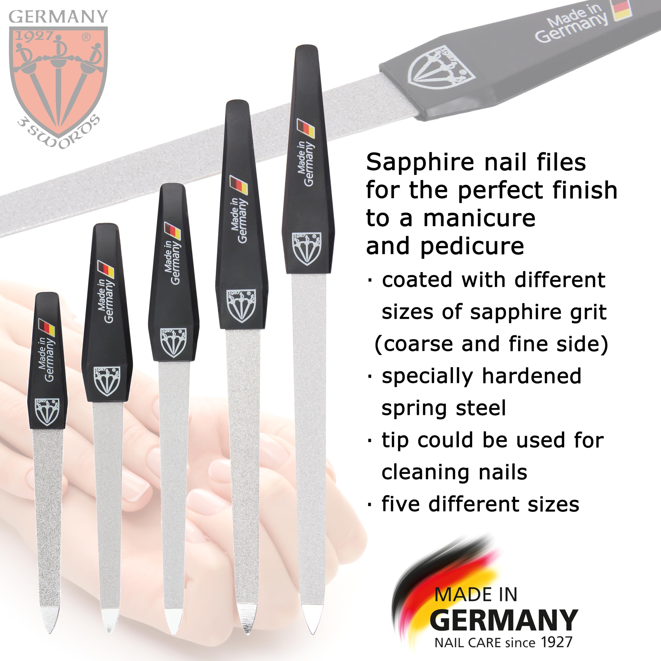 3 Swords Germany pulidor uñas 3 caras: acabado profesional en cada uso