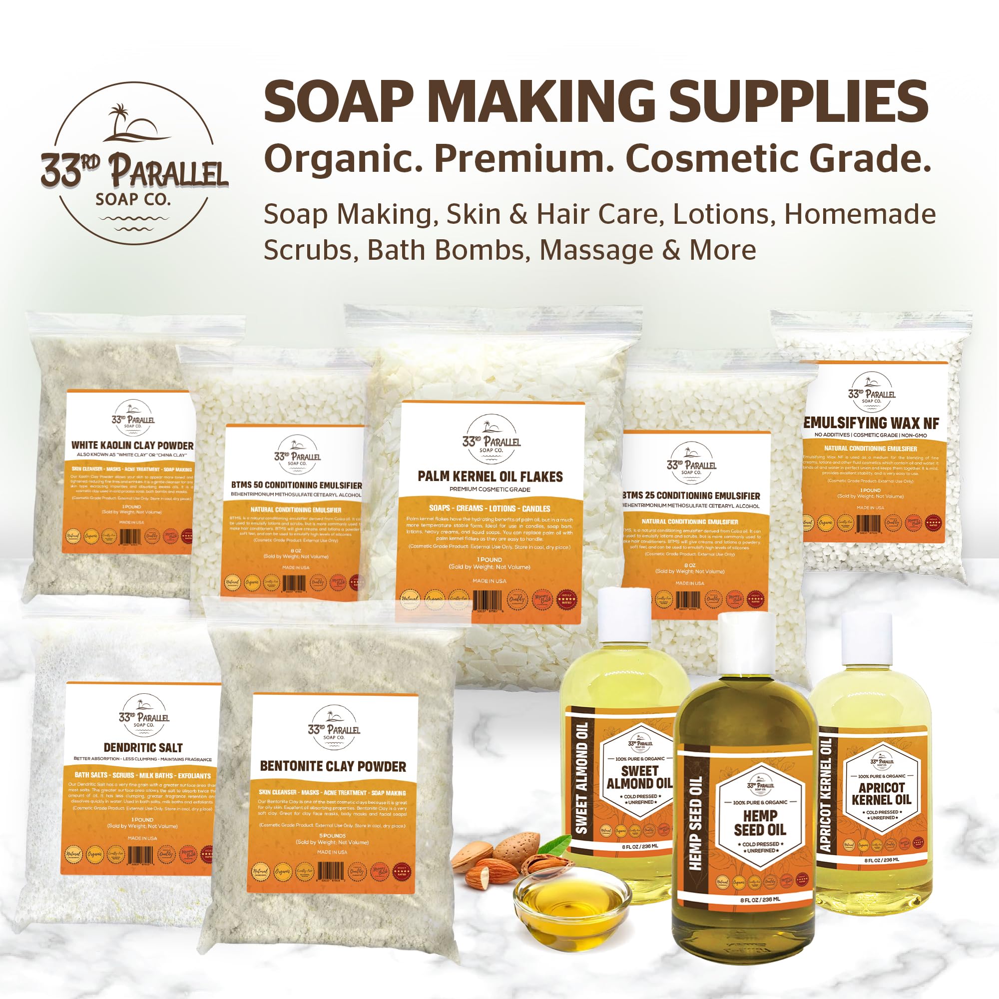 Cabello saludable con aceite de almendra de 33rd Parallel Soap Co.