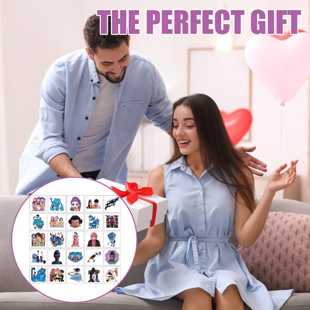 50Pcs Sheets Kpop Demon tattoos suitable as classroom prizes and rewards.