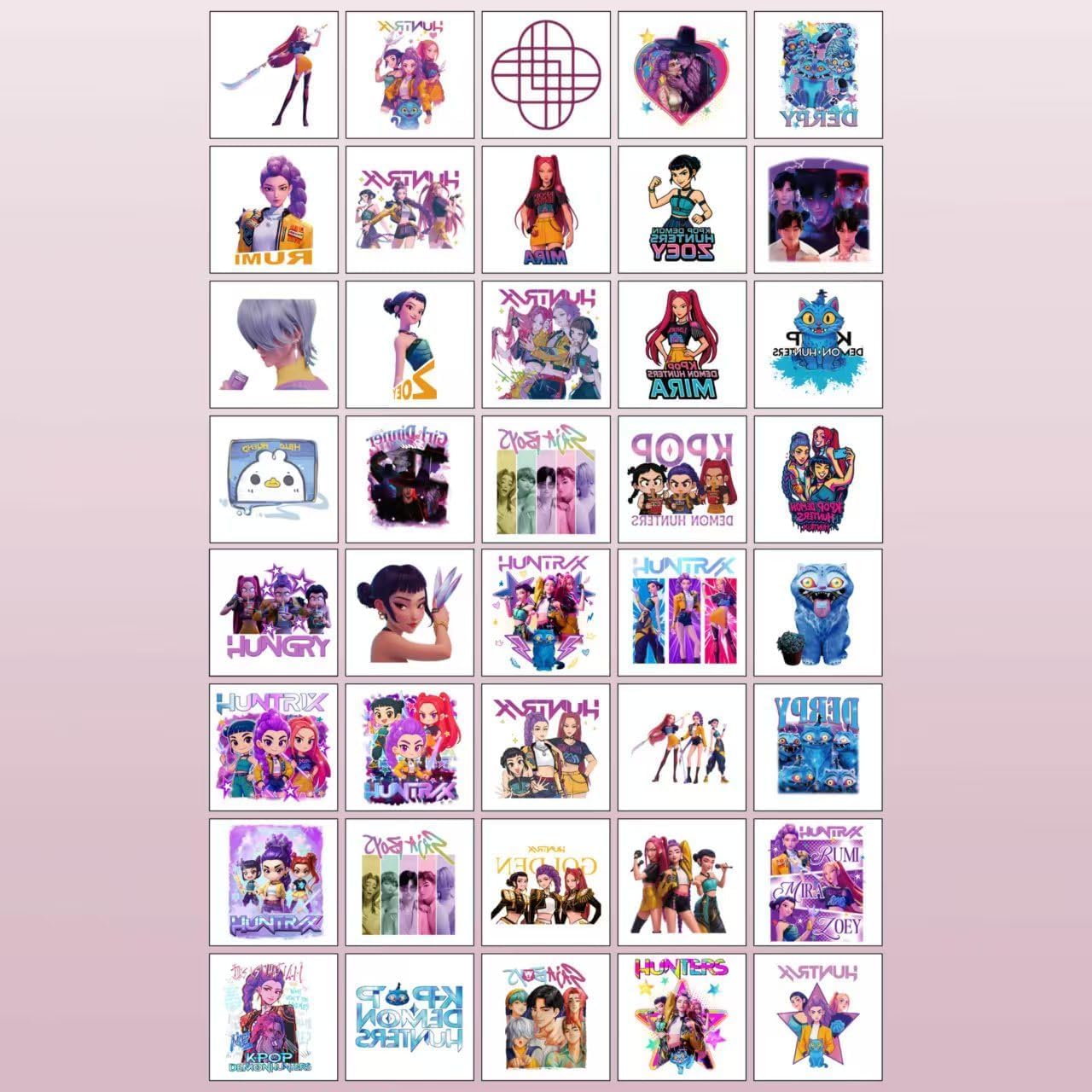 50Pcs Sheets Kpop Demon tattoos easy to apply with a damp cloth.
