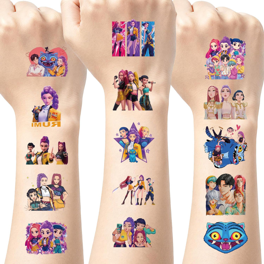 50Pcs Sheets Kpop Demon tattoos enhance party decorations and entertainment.