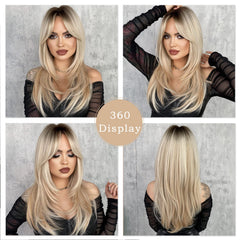 Peluca 7JHH WIGS, raíces oscuras visibles para un look realista.