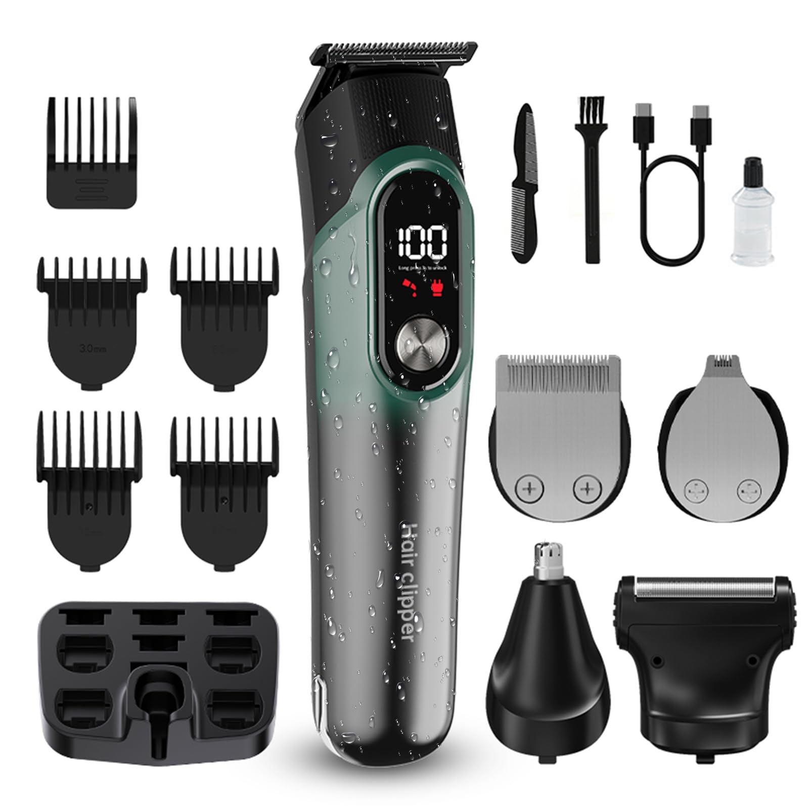 822 Cyan recortadora-barba-pelo, cortes precisos para barba y cabello en casa.