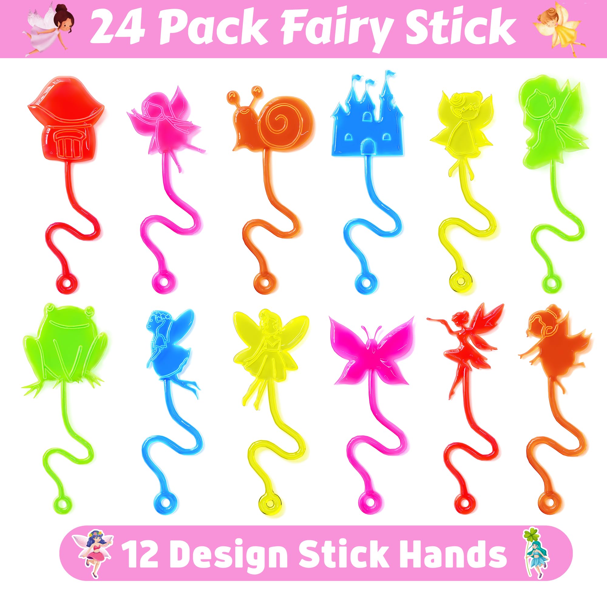 Manos hadas con 12 diseños 91STICKYHAND, colores vivos para fiestas.