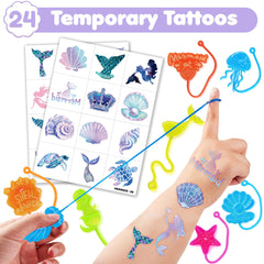 Tatuajes temporales de sirena 91STICKYHAND para fiestas coloridas y seguras.