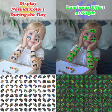 91TATTOOS camión-monstruo, paquete de 96 tatuajes para múltiples momentos.