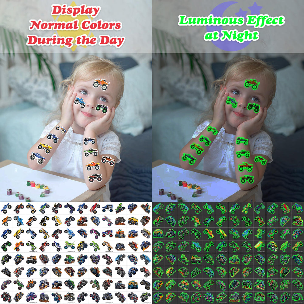 91TATTOOS camión-monstruo, paquete de 96 tatuajes para múltiples momentos.