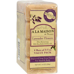 Jabón en barra A La Maison, lavanda flor, aroma calmante para la ducha.