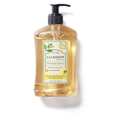 A LA MAISON Provence Limón, botella de jabón líquido para manos, lavado suave.