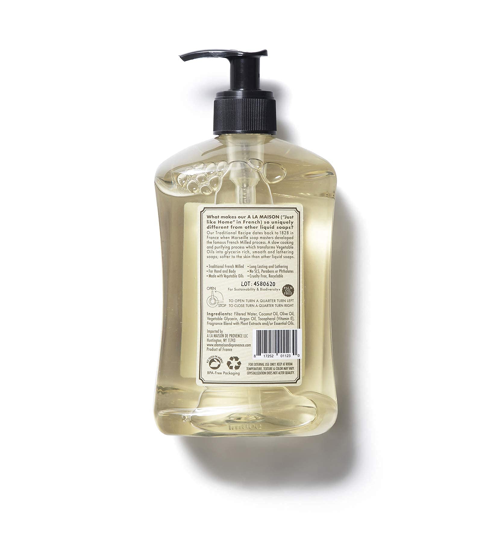 Uso en manos y ducha, jabón de almendra dulce A LA MAISON con aroma suave.