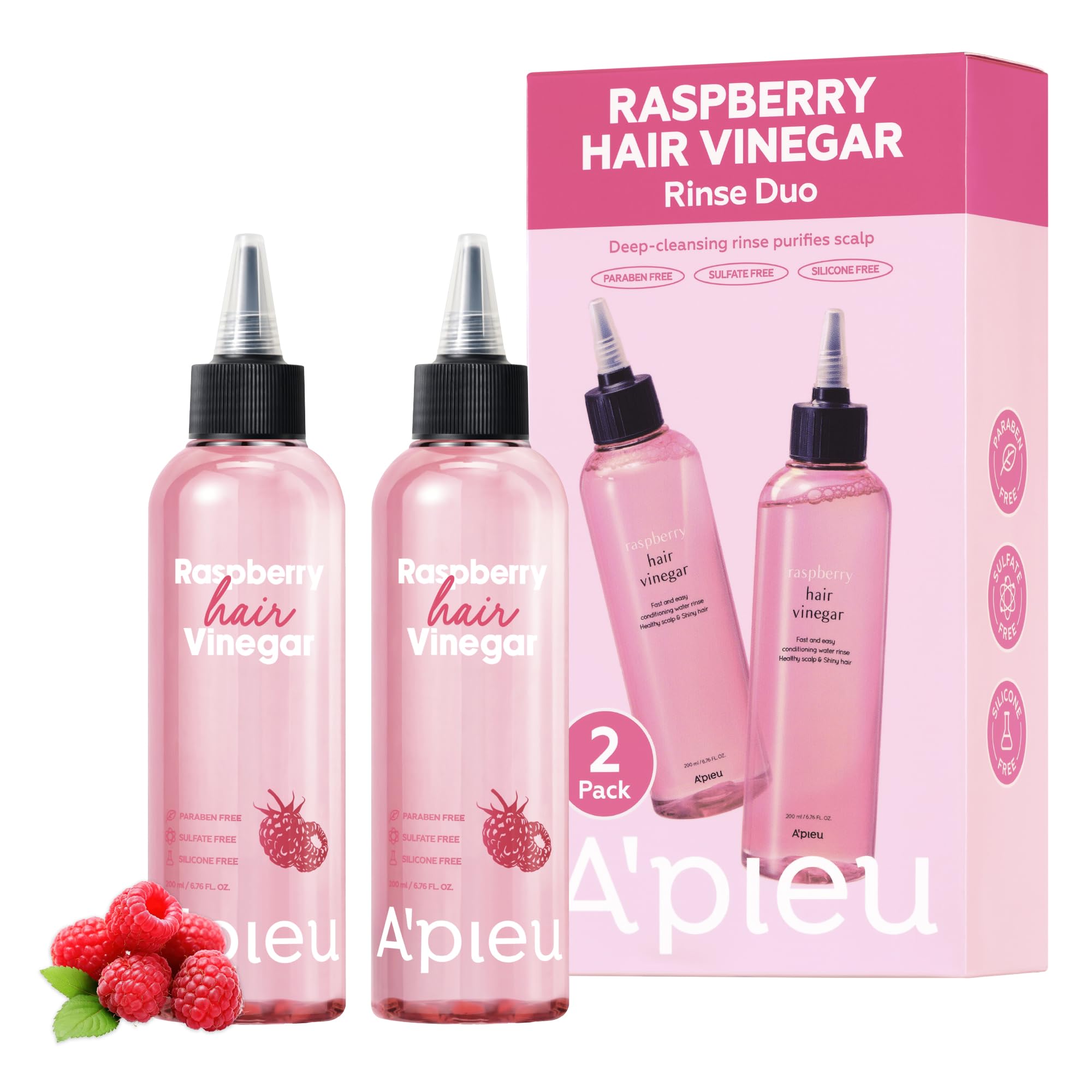 A'PIEU vinagre de frambuesa para cabello, botellas del conjunto listas para uso diario