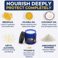 Aplicación en pies con bálsamo A1C Bold Skincare para piel seca.