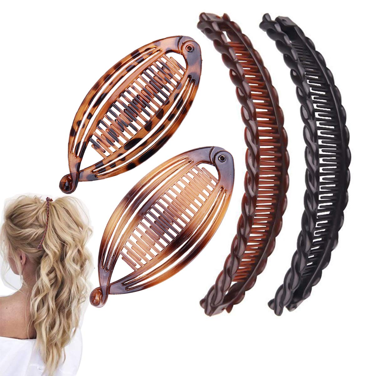 Aaiffey clip banana con doble peine ofrece fijación clásica para cabello grueso