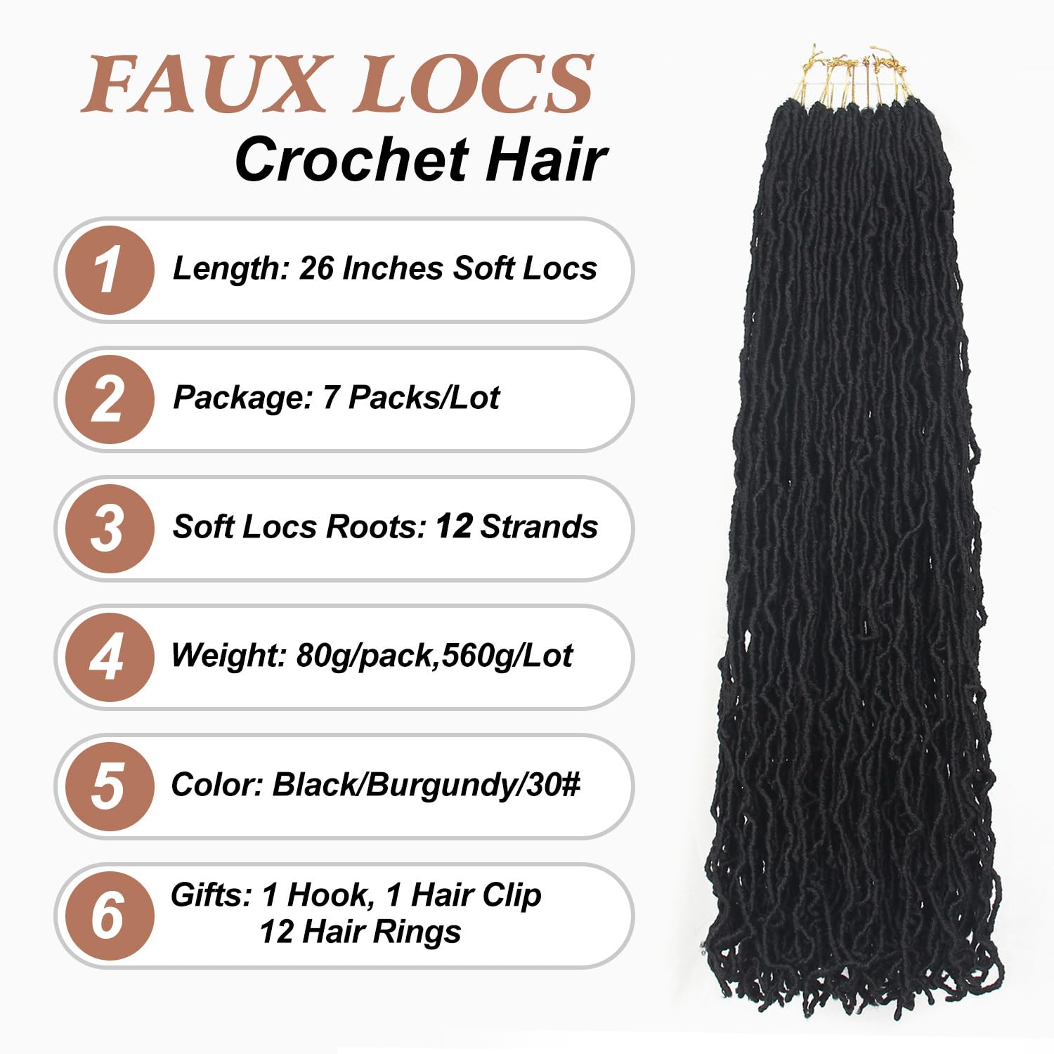 Aayubb Soft Locs 26 pulgadas: textura suave para un look natural.