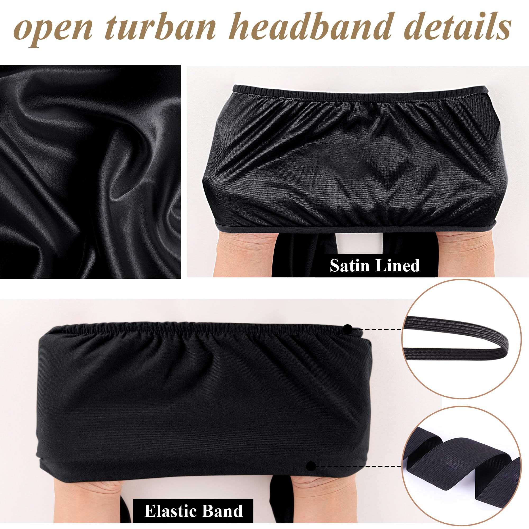 Ababalaya turbante con ajuste elástico, diseño preamarrado para uso rápido.