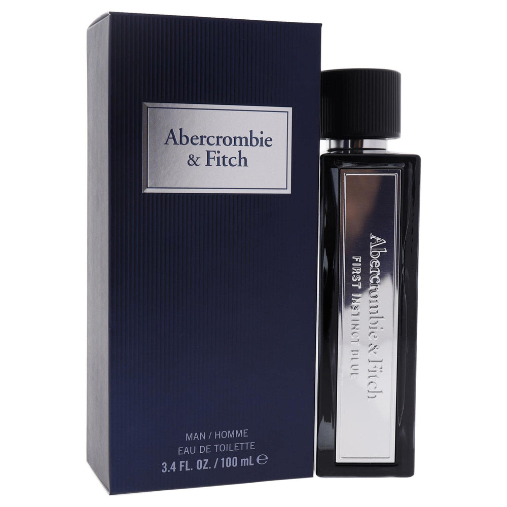 Abercrombie & Fitch First Instinct Blue, tapa de la botella, cierre seguro para viaje.