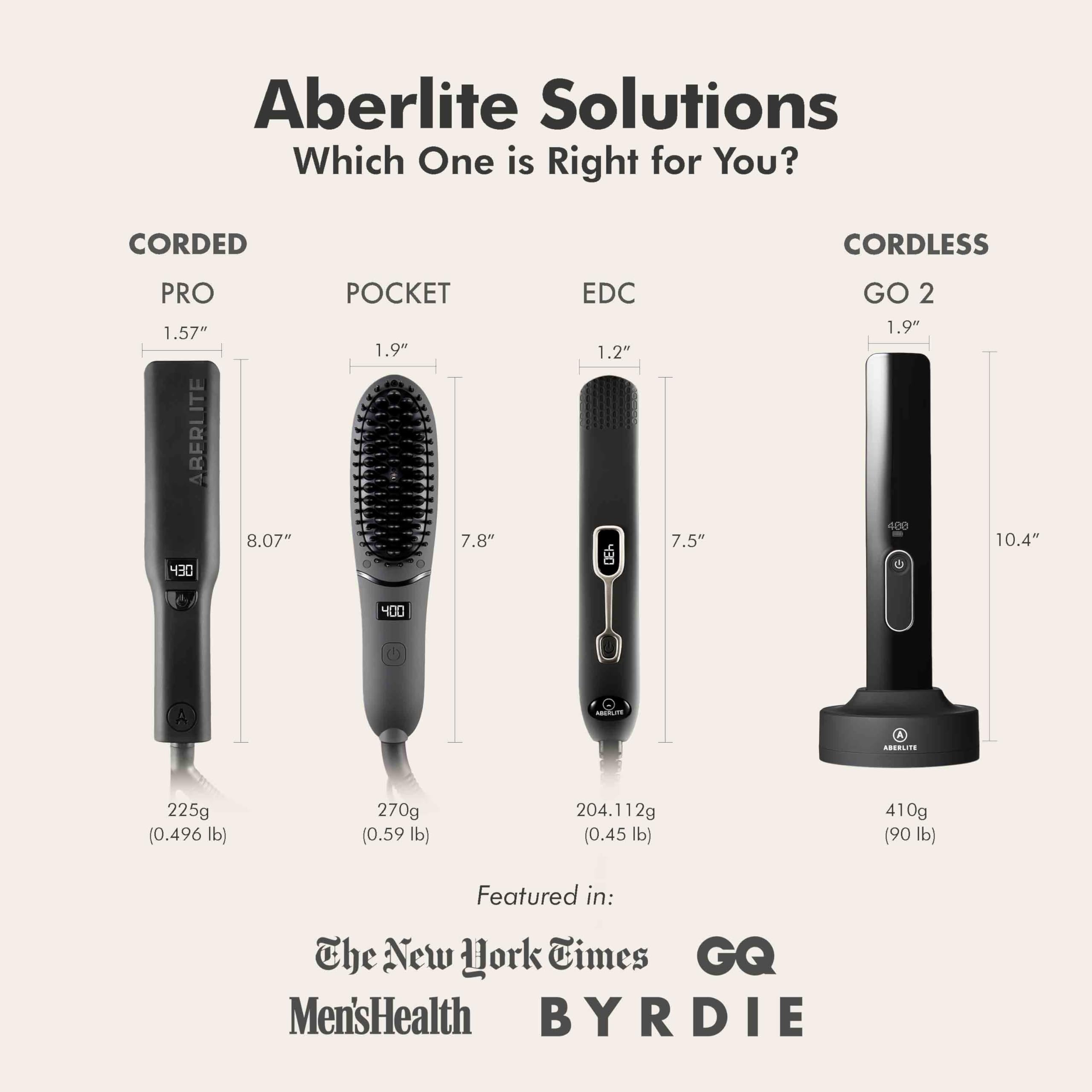 Aberlite Go 2 uso de viaje compacto para peinar sobre la marcha.
