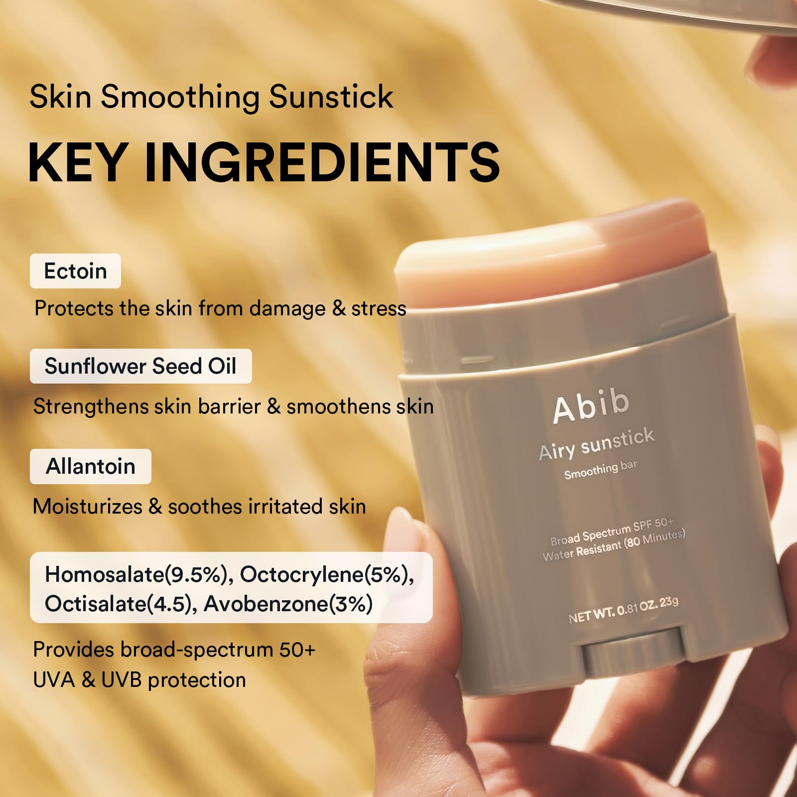 Abib Airy Sunstick: acabado semimate para piel natural sin brillo