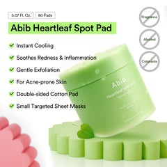 Abib Heartleaf Spot Pad discos empapados tonico para uso en cualquier lugar.
