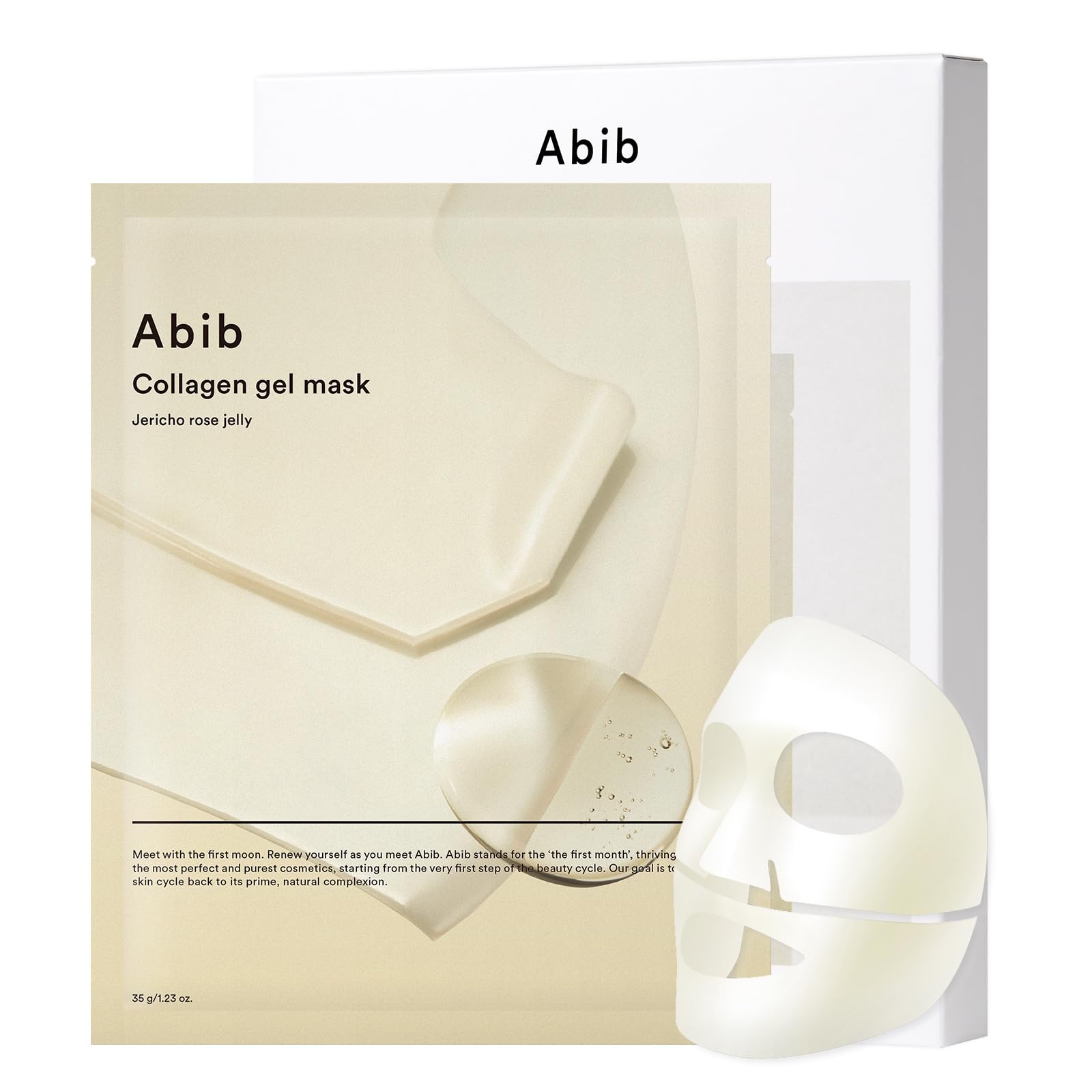 Abib Mascarilla gel de colágeno Jericho Rose, hojas 4, hidrata suavemente la piel.