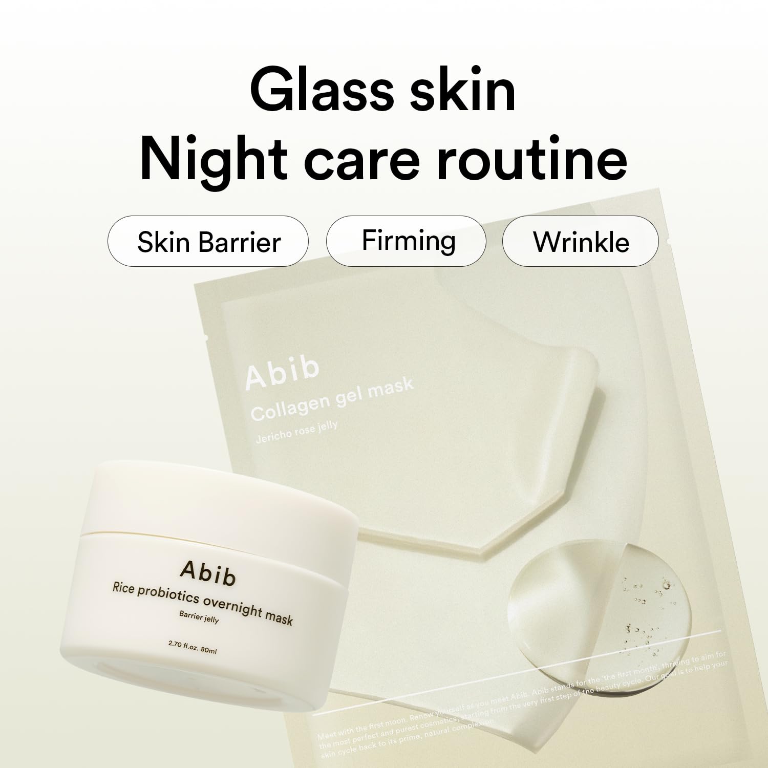Abib mascarilla de colágeno vegano, textura suave para elasticidad.