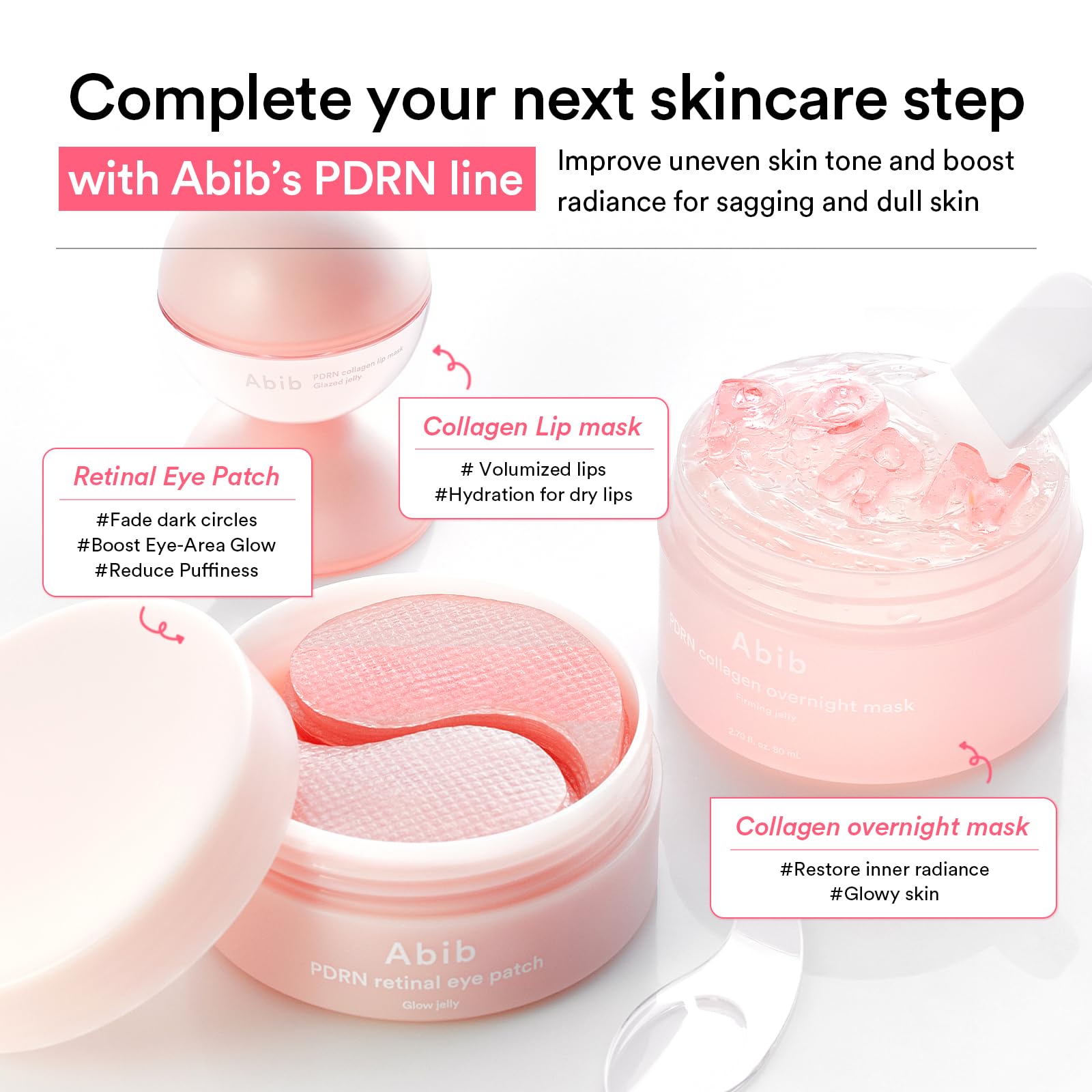 Abib Pink Me Up PDRN parches oculares retinol para tono uniforme