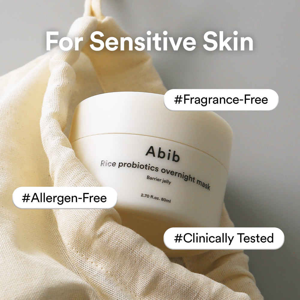 Abib Rice Probiotics Overnight Mask Barrier Jelly glow in morning on skin.