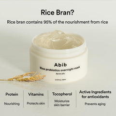 Abib Rice Probiotics Overnight Mask Barrier Jelly spread on skin demonstrates overnight nourishment.